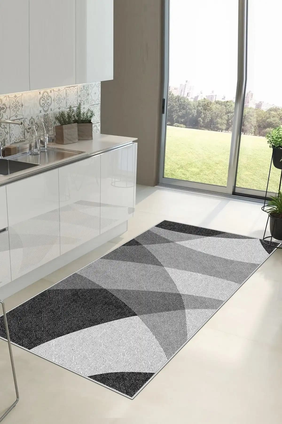 West Home Dijital Baskı Yıkanabilir Kaymaz Taban Salon Halısı Mutfak Halısı Ve Yolluk