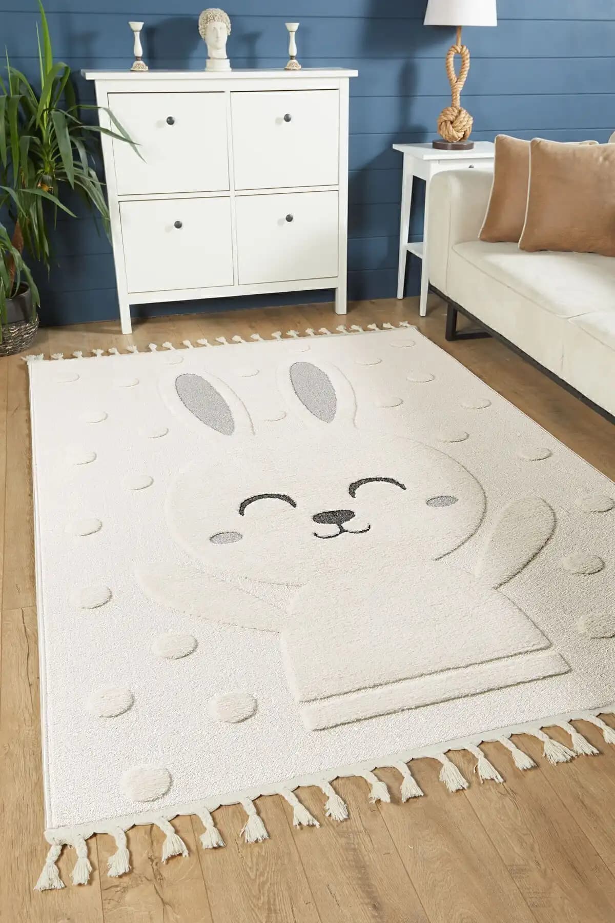 venucci home & living Quincey Bukleli Yumuşak Peluş Post Shaggy Krem Çocuk Odası Oturma Odası Salon Mutfak Halısı