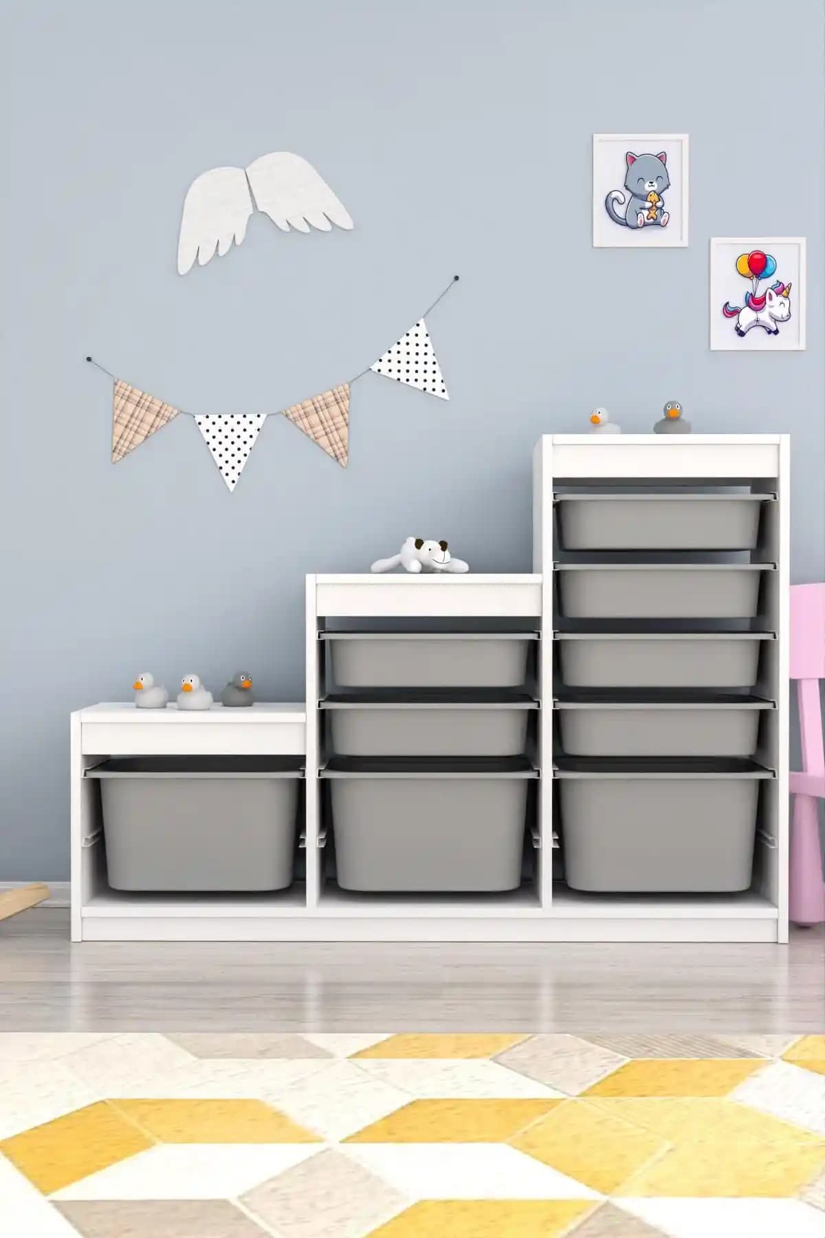 Pratico Swiss 9 Gri Sepetli Çok Amaçlı Dolap: Modern ve İşlevsel Depolama Çözümü