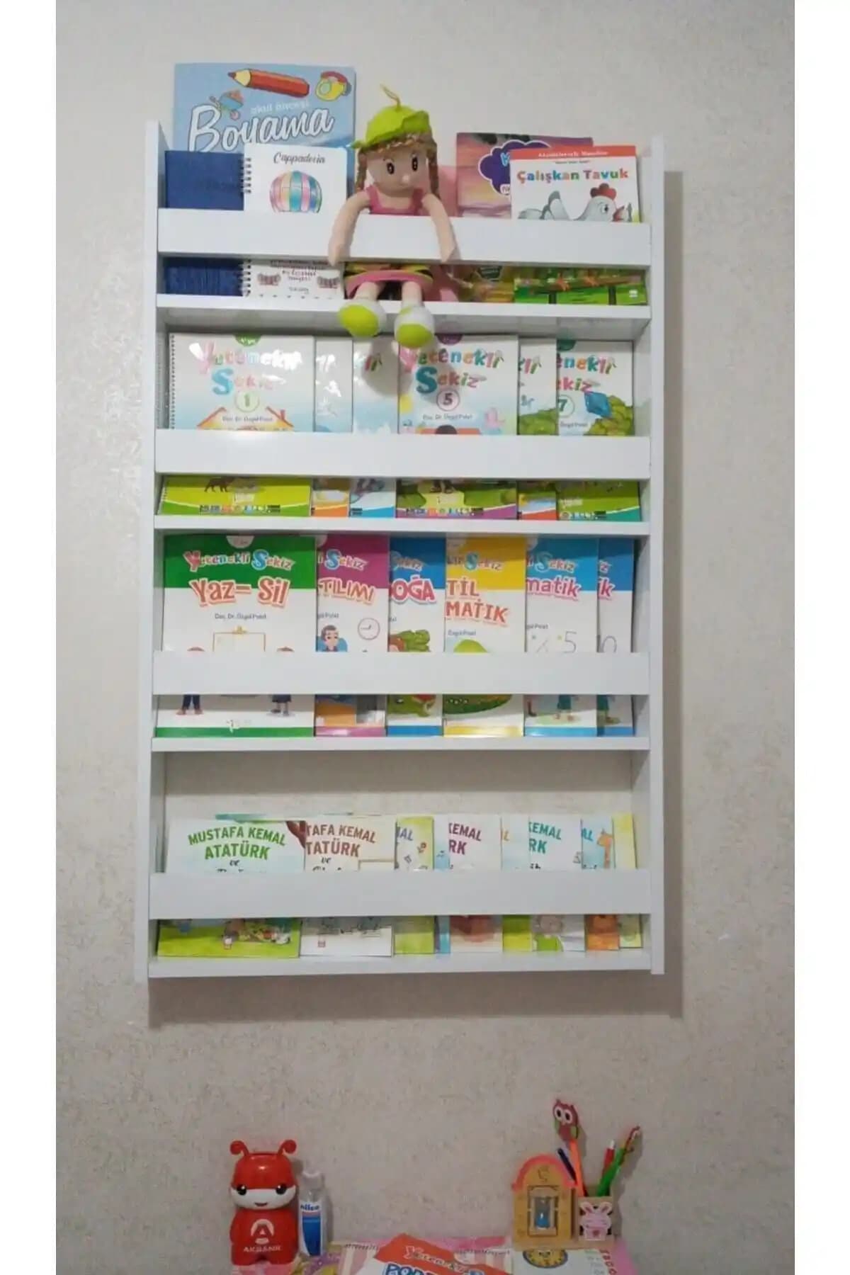 Rahison Montessori Çocuk Odası Eğitici Kitaplık ve Duvar Rafı Modern Tasarım