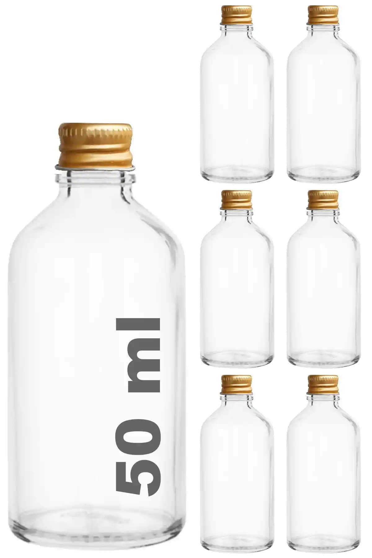 Afracam 50 ml Şeffaf Metal Kapaklı Shot Şişesi Seti Estetik ve Kullanışlı Tasarım