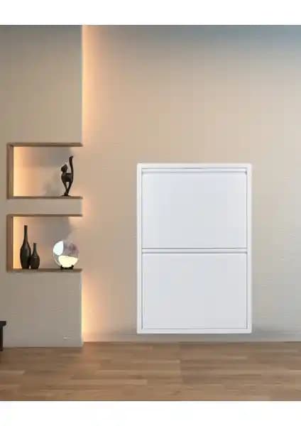 Arinna 2'li Beyaz Metal Ayakkabılık Modern Tasarım ve Dayanıklılık Sunar