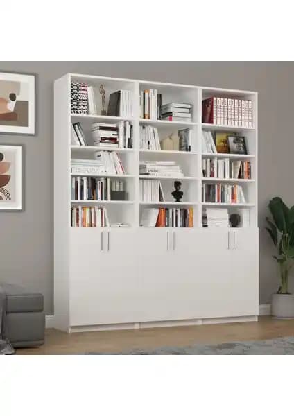 Asra Trend MDF Beyaz Kapaklı Kitaplık: Modern ve Modüler Depolama Çözümü