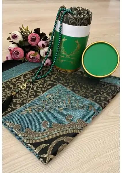 Ayhan Ayhanhome Zarif ve Fonksiyonel Yeşil Seccade Seti Hediye ve Günlük Kullanım İçin