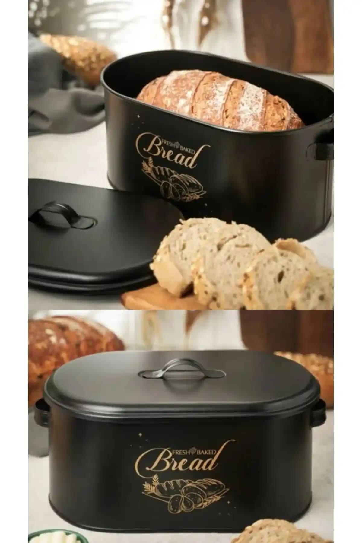 Bayev Metal Siyah Ekmeklik: Modern ve Dayanıklı Mutfak Saklama Çözümü