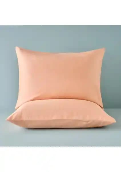 Bella Maison %100 Pamuk Saten 2'li Yastık Kılıfı Somon Renk 50x70 Cm Yatak Dekorasyonu