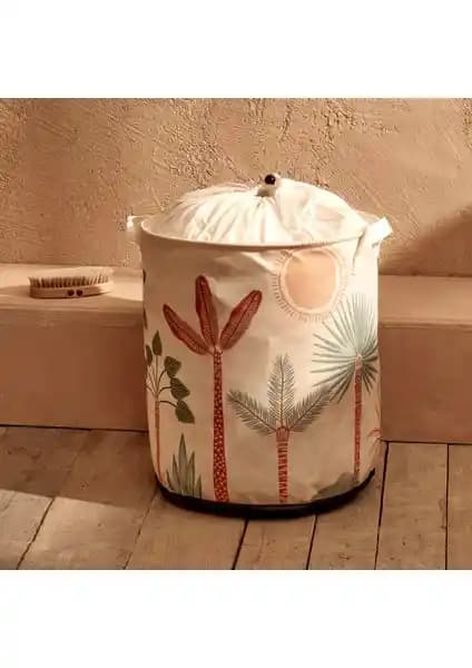 Bella Maison Abstract Safari Ağzı Büzgülü Çamaşır Sepeti: Estetik ve İşlevselliğin Birleşimi