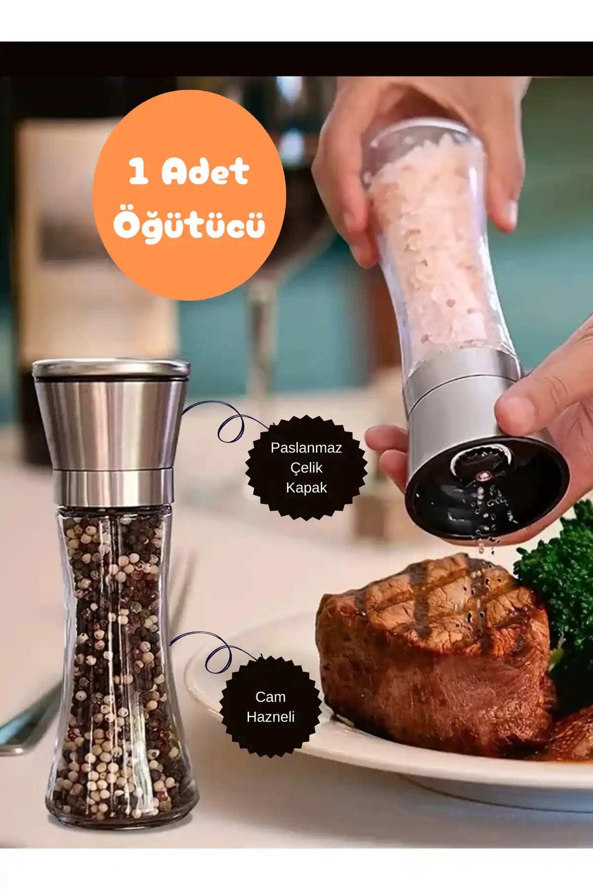 BRE HOME Paslanmaz Çelik Baharat Öğütücü Modern Mutfaklar İçin Dayanıklı ve Şık Tasarım