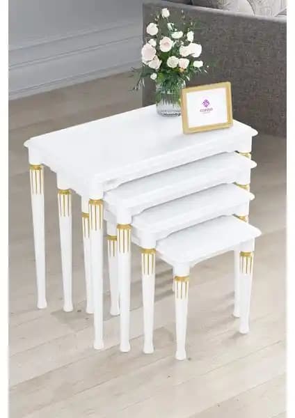 Canisa Zeyra Serisi 1. Sınıf MDF ve Lake Boya Modern 4'lü Zigon Sehpa Takımı