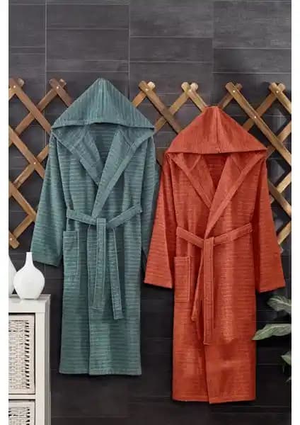 Casnack Quina 2Li Kapüşonlu Oversize Bornoz Seti: Yumuşak ve Şık Pamuklu Tasarım