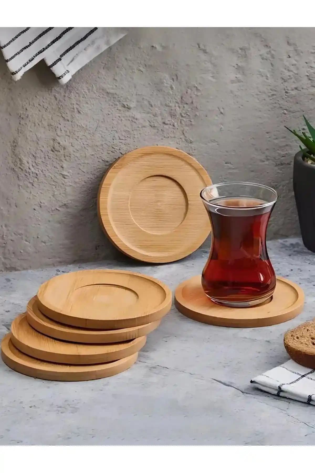 Doğal Bambudan Üretilmiş 6'lı Bardak Altlığı Seti Sürdürülebilir ve Estetik Tasarım