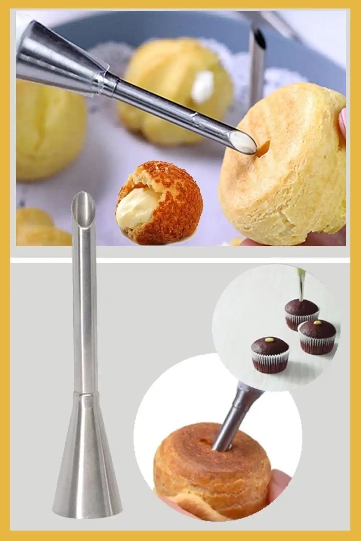 ENJOYPEPERON Paslanmaz Çelik Krema Sıkma Ucu ve Şanti Torbaları Seti Profesyonel Kullanım