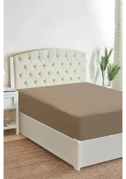 Evmisya Tek Kişilik Kahverengi Çarşaf: Dayanıklı ve Estetik Pamuklu Yatak Örtüsü