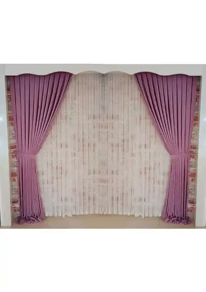 Figen Perde Fuşya Renk Fon Kadife Perde Çift Kanatlı Estetik ve Dayanıklı Tasarım