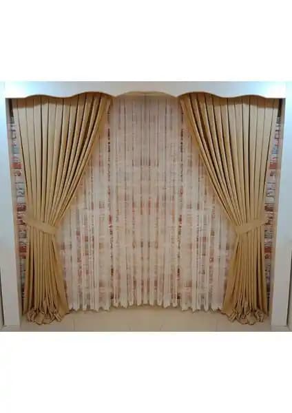 Figen Perde Vizyon Renk Fon Kadife Perde Çift Kanat 1/3 Sık Pileli Dikim V-06