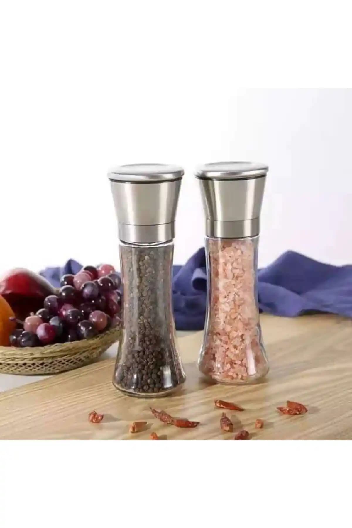 Genel Markalar Karabiber Tuz Değirmeni 2'li Set Modern ve Şık Mutfak Aksesuarı