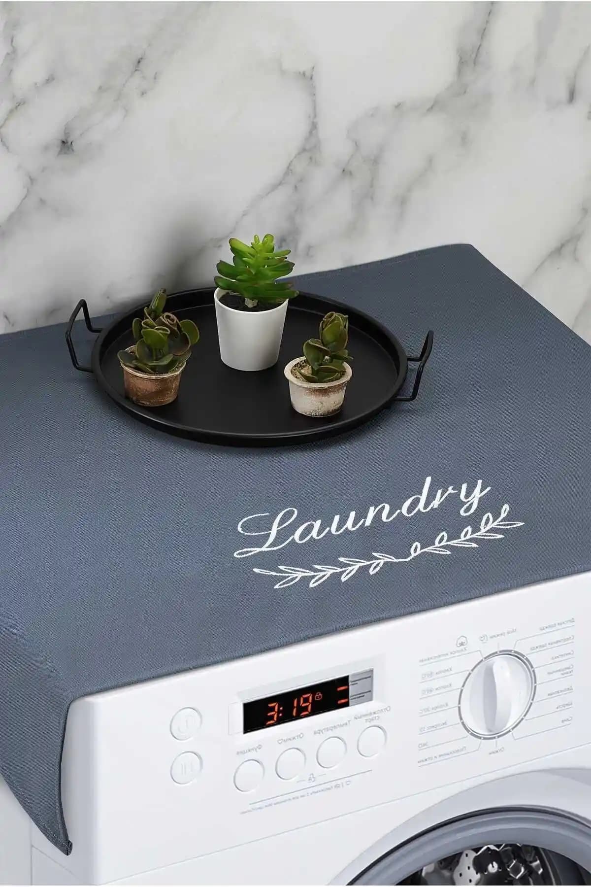 HOMELKA Lacivert Çamaşır Makinesi Örtüsü Sıvı Geçirmez ve Estetik Tasarım