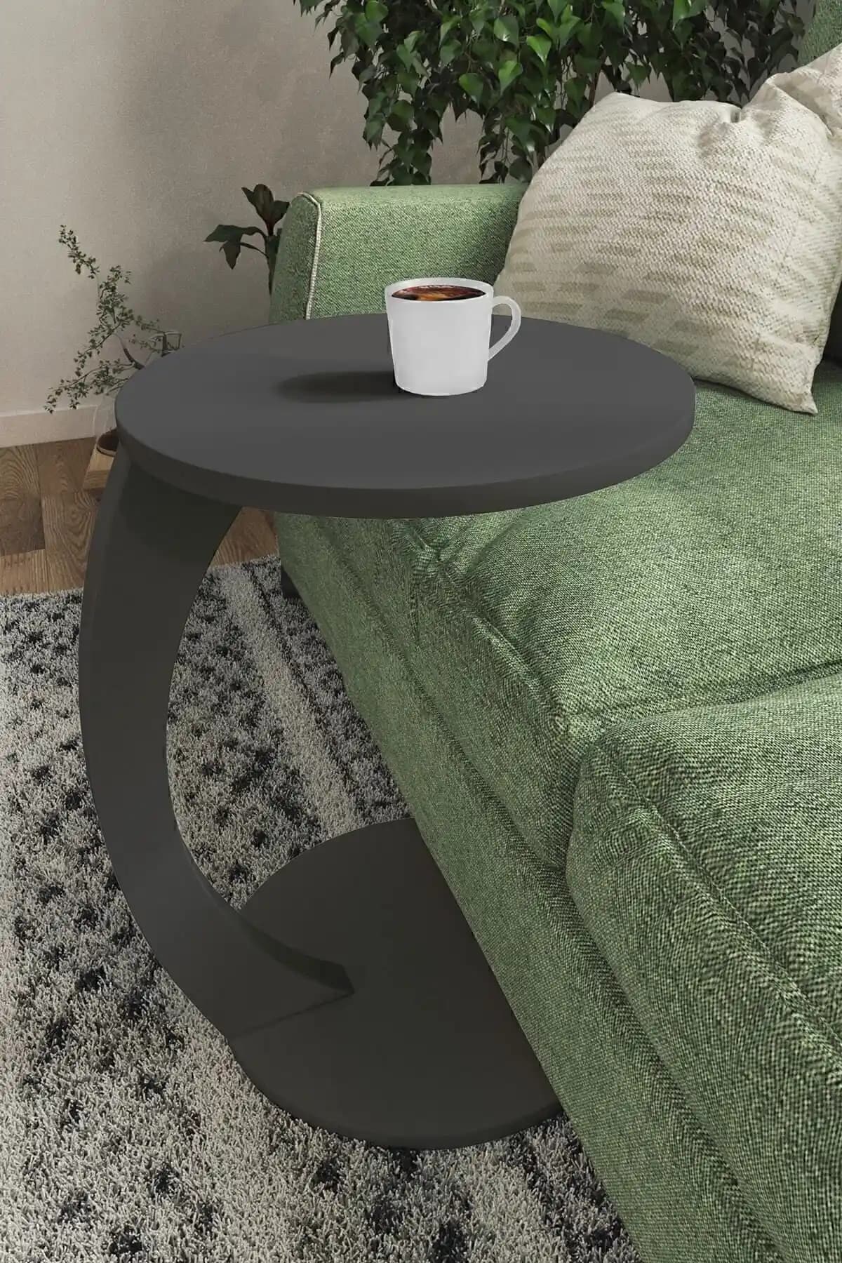 interGO Antrasit Gri Tekerlekli Çok Amaçlı C Sehpa Modern ve Dayanıklı Tasarım