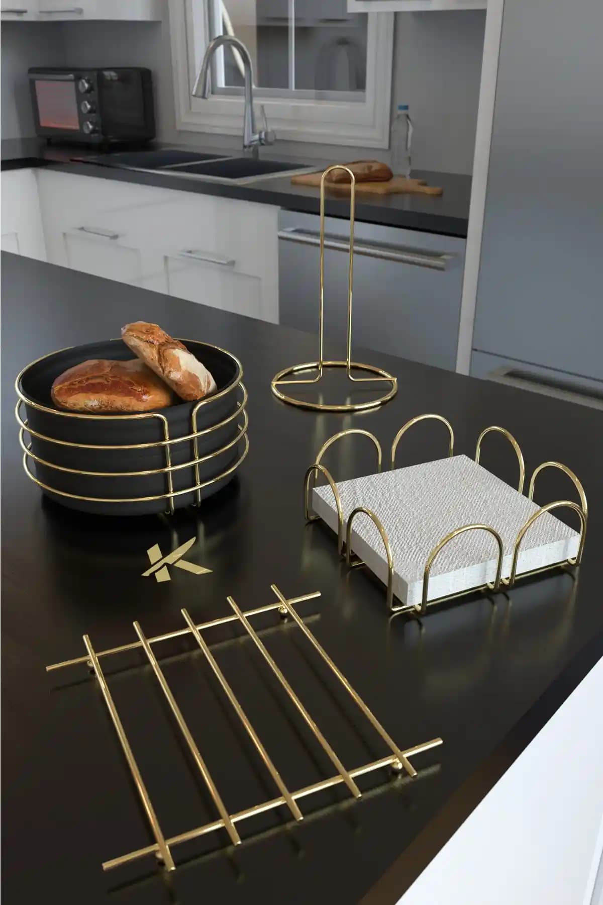 KARTEYA Servis Sunum Seti ve Ekmek Sepeti: Şık ve Dayanıklı Metal Mutfak Aksesuarları