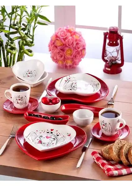 Keramika Keyfi Aşk Kahvaltı Takımı: Estetik ve Dayanıklı Romantik Sofra Seti