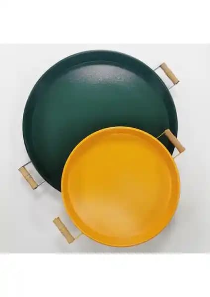 Kitchen Trend 51 cm Yeşil ve 37 cm Sarı Metal Yuvarlak Sunum Tepsisi Seti İncelemesi