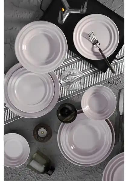 Kütahya Porselen New Tuvana 24 Parça Bej Yemek Takımı Günlük ve Özel Kullanımlar İçin