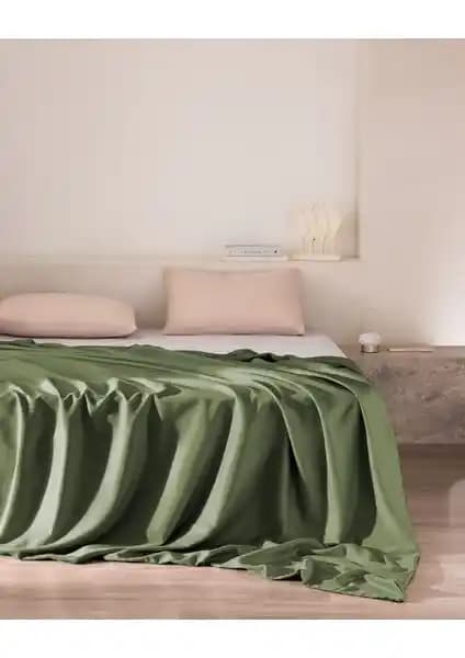 Madame Coco Ciel %100 Pamuk Saten King Size Nevresim Haki Renk Modern Tasarım