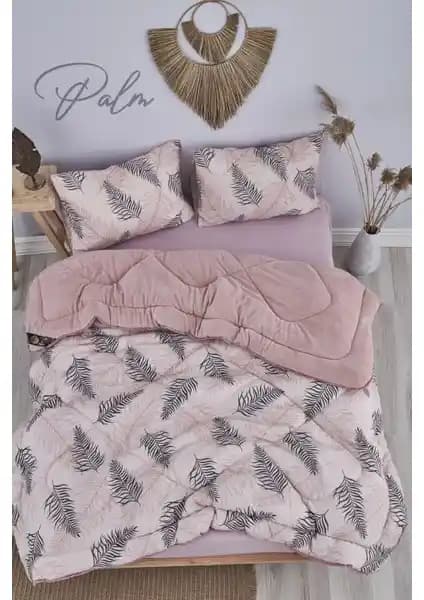 Marla Home Palm Pembe Desenli Çift Kişilik Yorgan Seti: Estetik ve Konfor Bir Arada