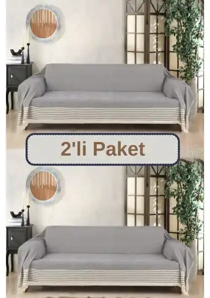 Miracolo Home Koyu Gri Pamuklu Koltuk Örtüsü 170x310 cm Şık ve Dayanıklı Tasarım