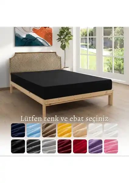 MODELHOME %100 Pamuk Penye Siyah Lastikli Çarşaf Çift Kişilik 140x200 Yatak İçin Konfor ve Şıklık