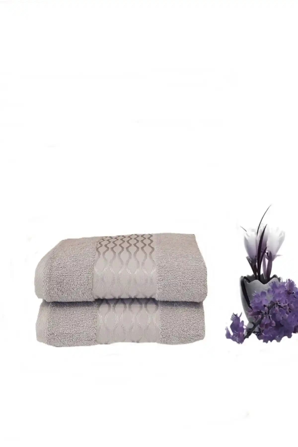 Özdilek Elissa El Yüz Havlusu Seti 2 Adet 50x80 cm Gri Renkli Pratik ve Şık Tasarım
