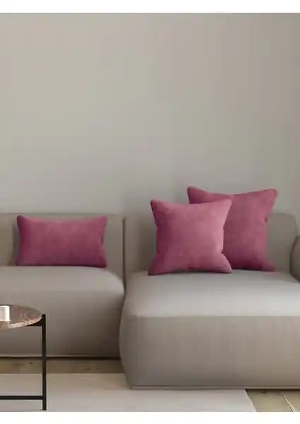 Pastel Kadife Dokulu Lavanta Pembesi Kırlent Kılıfı - Şık ve Dayanıklı Dekorasyon Unsuru