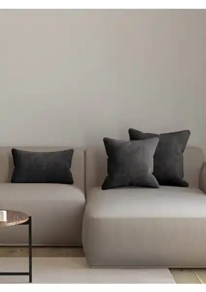 Pastel Kadife Dokulu Siyah Renk Kırlent Yastık Kılıfı Estetik ve Fonksiyonellik Sunar