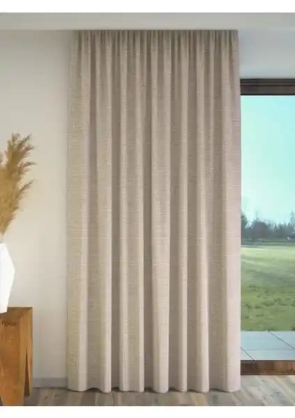 Perle Taş Rengi Keten Dokulu Fon Perde: Estetik ve Fonksiyonelliğin Buluşması