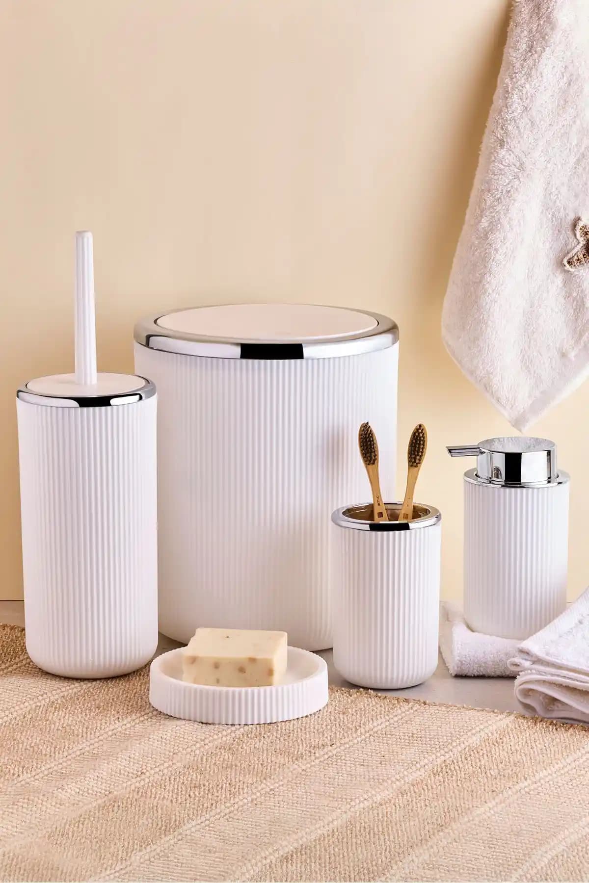 Perotti Lisbone Beyaz 5 Parça Kovalı Banyo Seti Modern ve Dayanıklı Tasarım