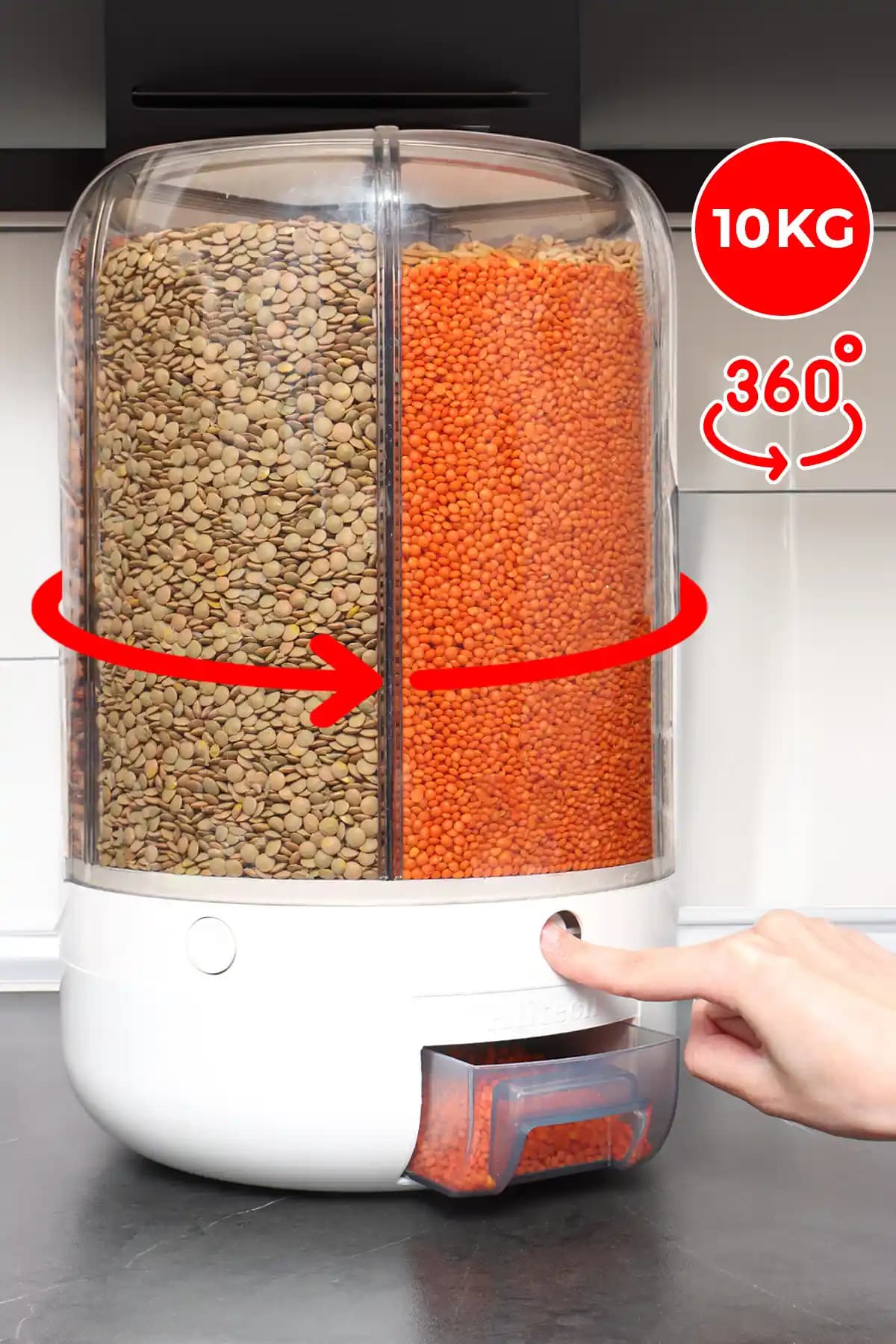 Pikas 10 Kg Kapasiteli Gıda ve Bakliyat Organizeri: Pratik ve Estetik Mutfak Depolama Çözümü