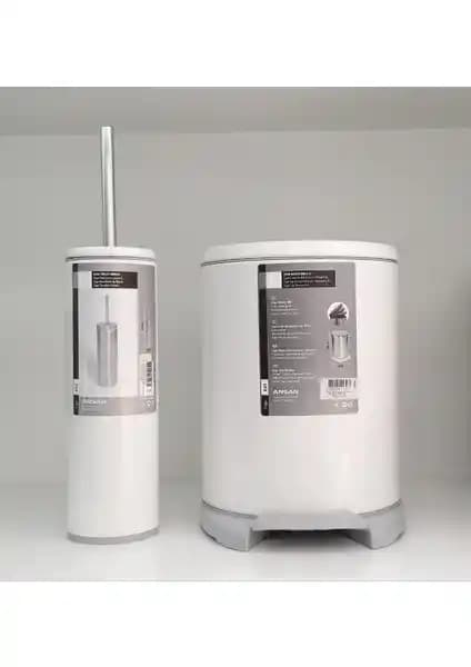 Primanova Cigo Beyaz Çöp Kovası ve Klozet Fırçası: Dayanıklı ve Şık Banyo Aksesuarları