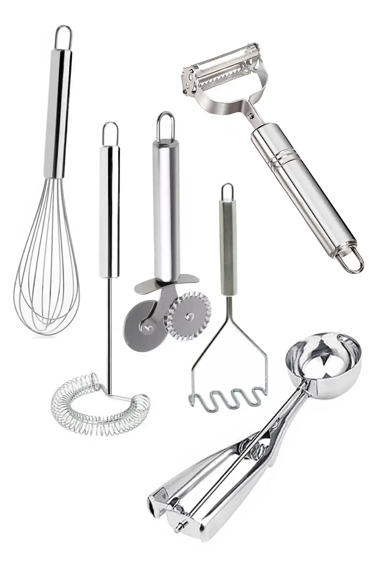 Sekiz8 6'lı Çok Amaçlı Mutfak Seti Paslanmaz Çelik Dayanıklı ve Pratik Kullanım