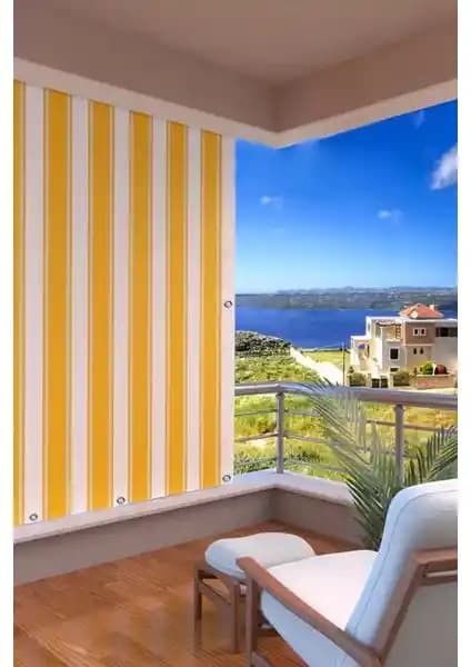 Setekshome Kalın ve Dayanıklı Balkon Perdesi Sarı-Beyaz Renk Seçeneği ve Özellikleri