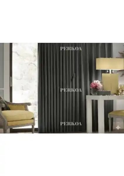 Taç PERKOA Antrasit Renk Işık Geçirmez Fon Perde Modern ve Kullanışlı Tasarım