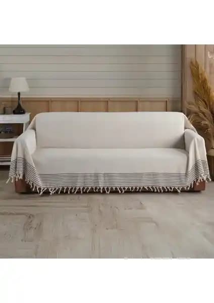 Vagonik Trend Organik Buldan Bezi Battal Boy Koltuk ve Kanepe Örtüsü 180x300 cm