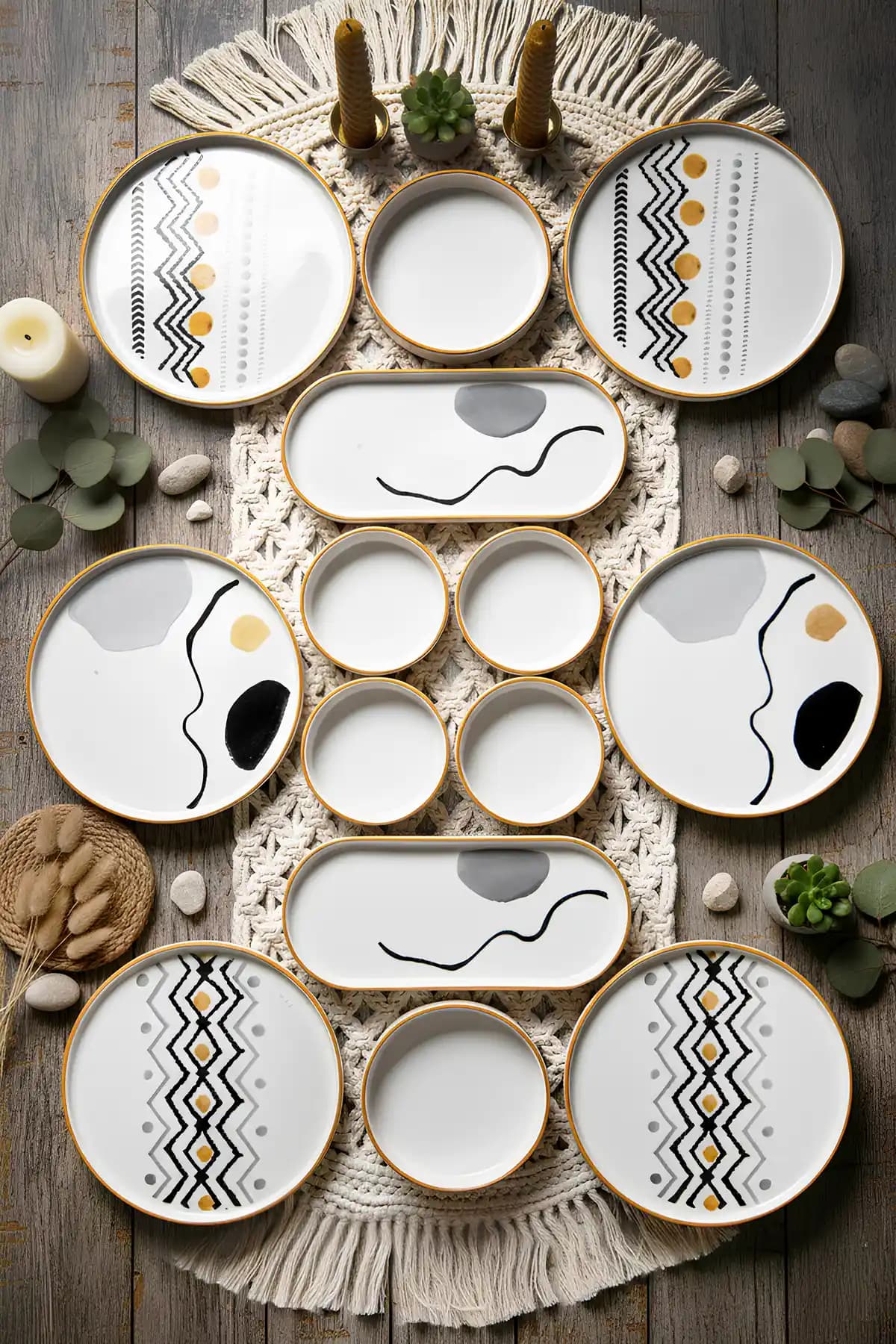 Vienev Axial 14 Parça 6 Kişilik Seramik Kahvaltı Takımı Estetik ve Fonksiyonellik