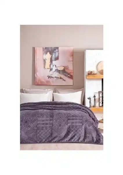 Yataş Nova Emboss Çift Kişilik Battaniye Kül Moru Modern Tasarım ve Dayanıklılık