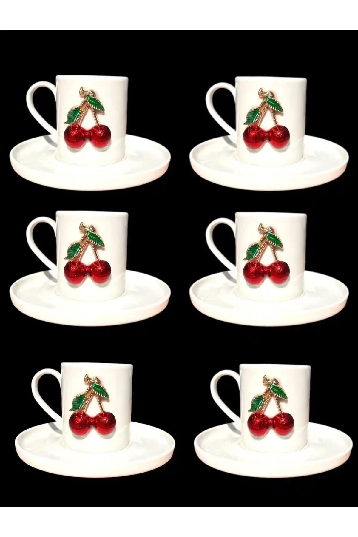 YzHome 6 Kişilik Beyaz Porselen Kahve Fincan Takımı Modern ve Dayanıklı Tasarım