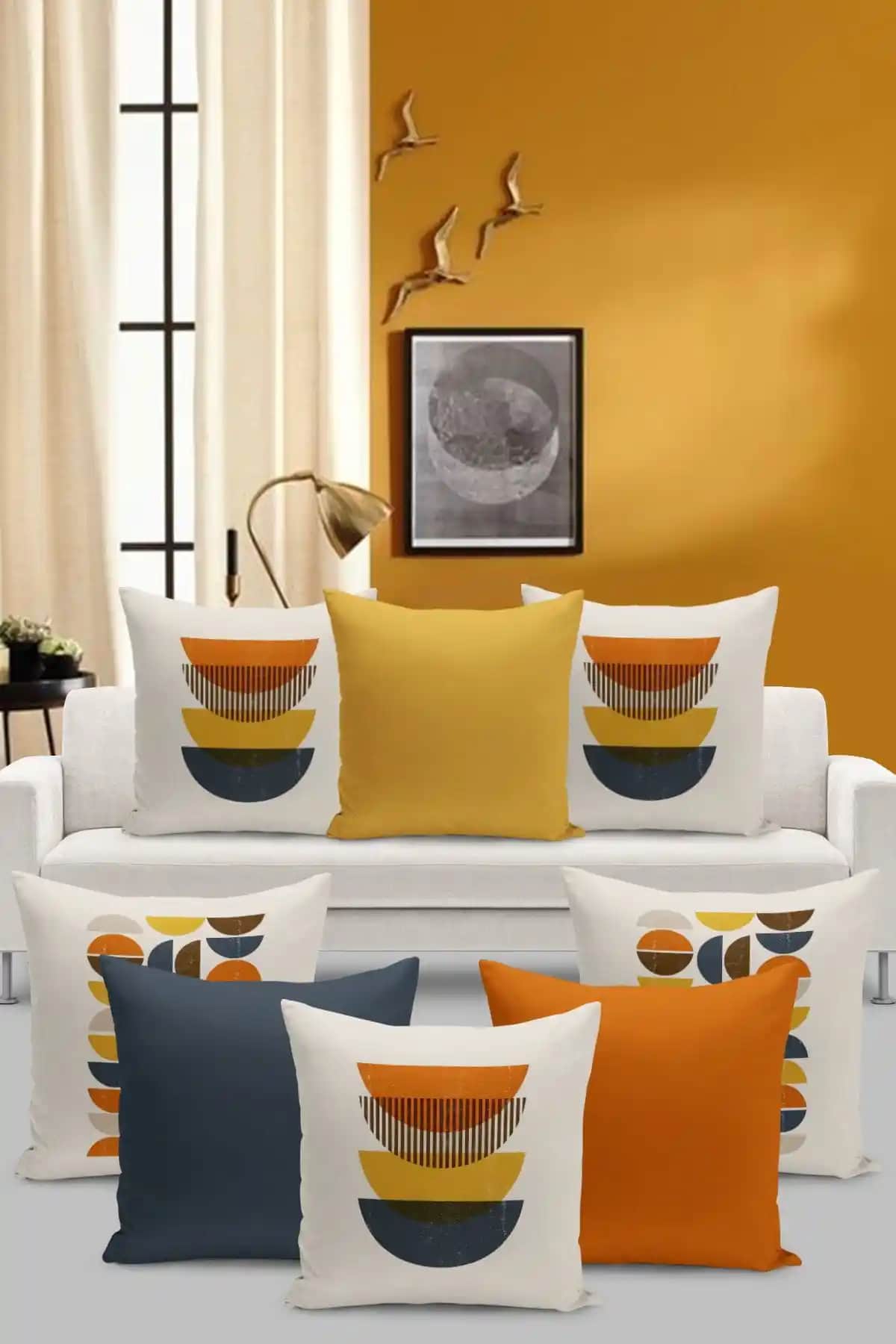 Filamente 8'li Kırlent Kılıf Seti Modern Geometrik Tasarım ve Dayanıklı Kumaş Özelliğiyle