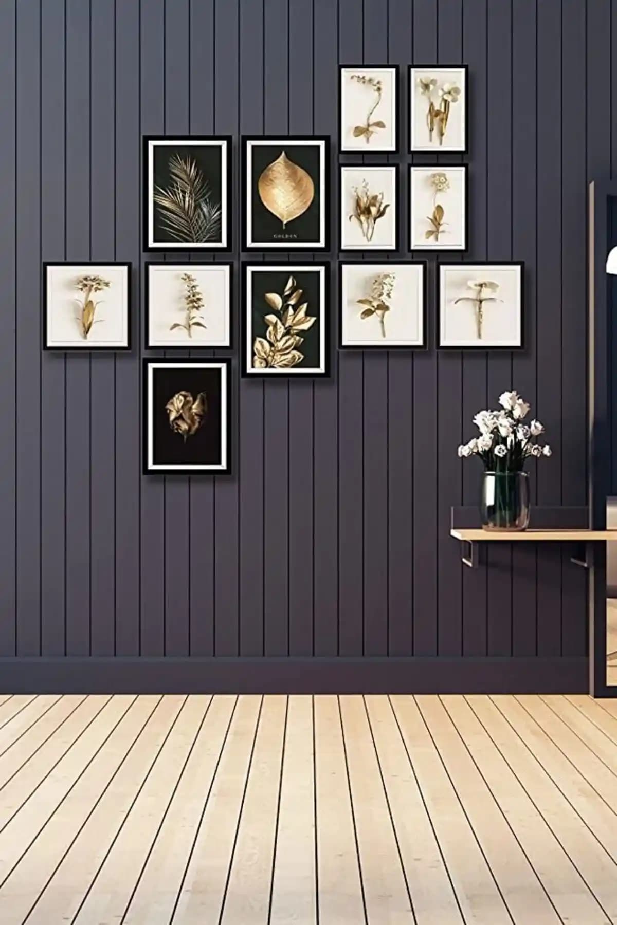 NT Handmade 12 Parça Ahşap Tablo Seti - Modern ve Doğal Dekorasyon İçin Ideal