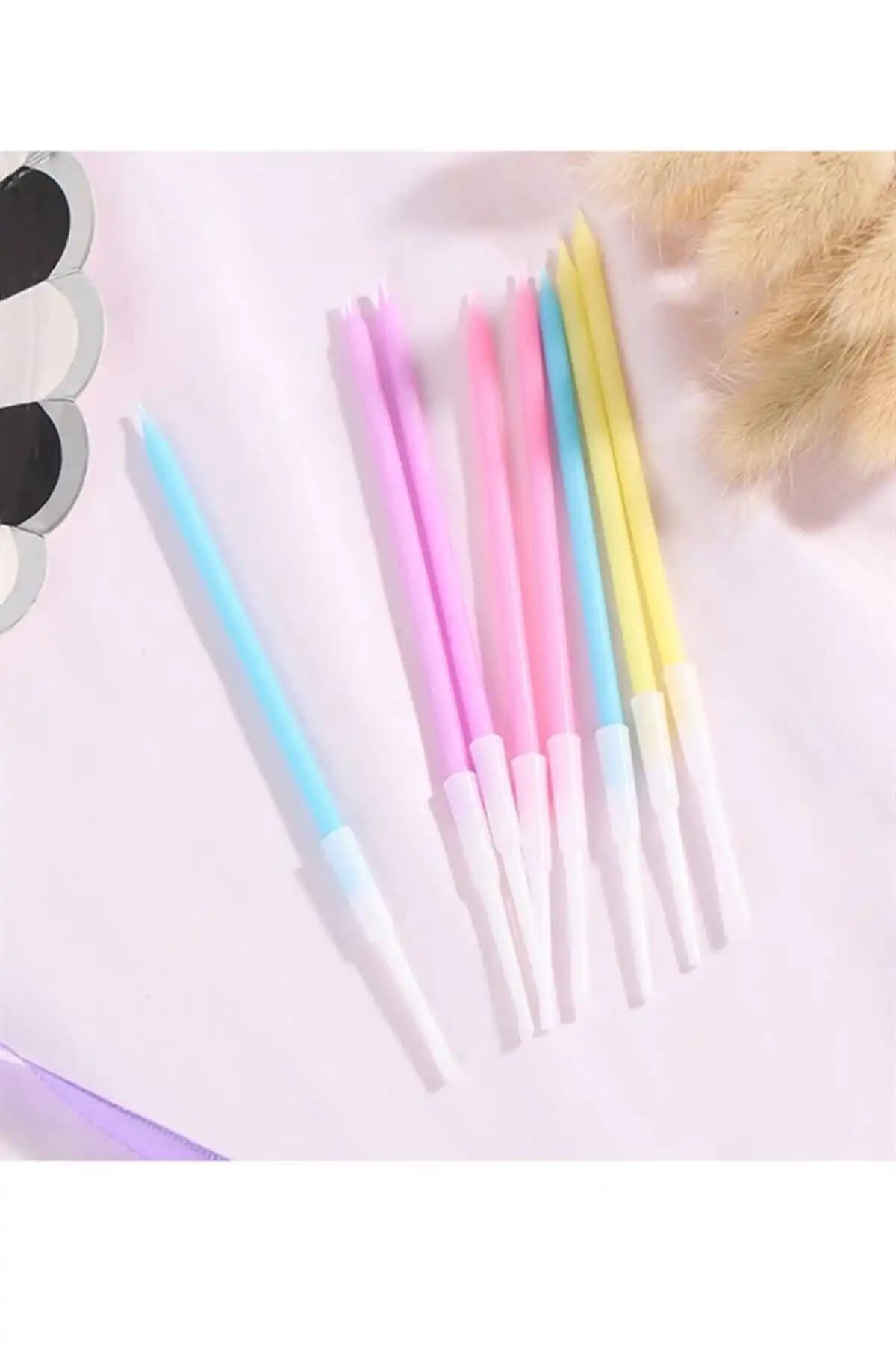 Partifabrik Pastel Slim Pasta Mumlar Renkli ve Estetik Dekorasyon için Uygun