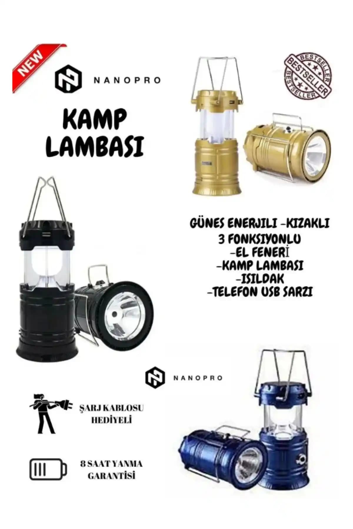 Checkmate Nanopro Şarjlı Solar Güneş Enerjili Kamp ve Dış Mekan Aydınlatma Cihazı