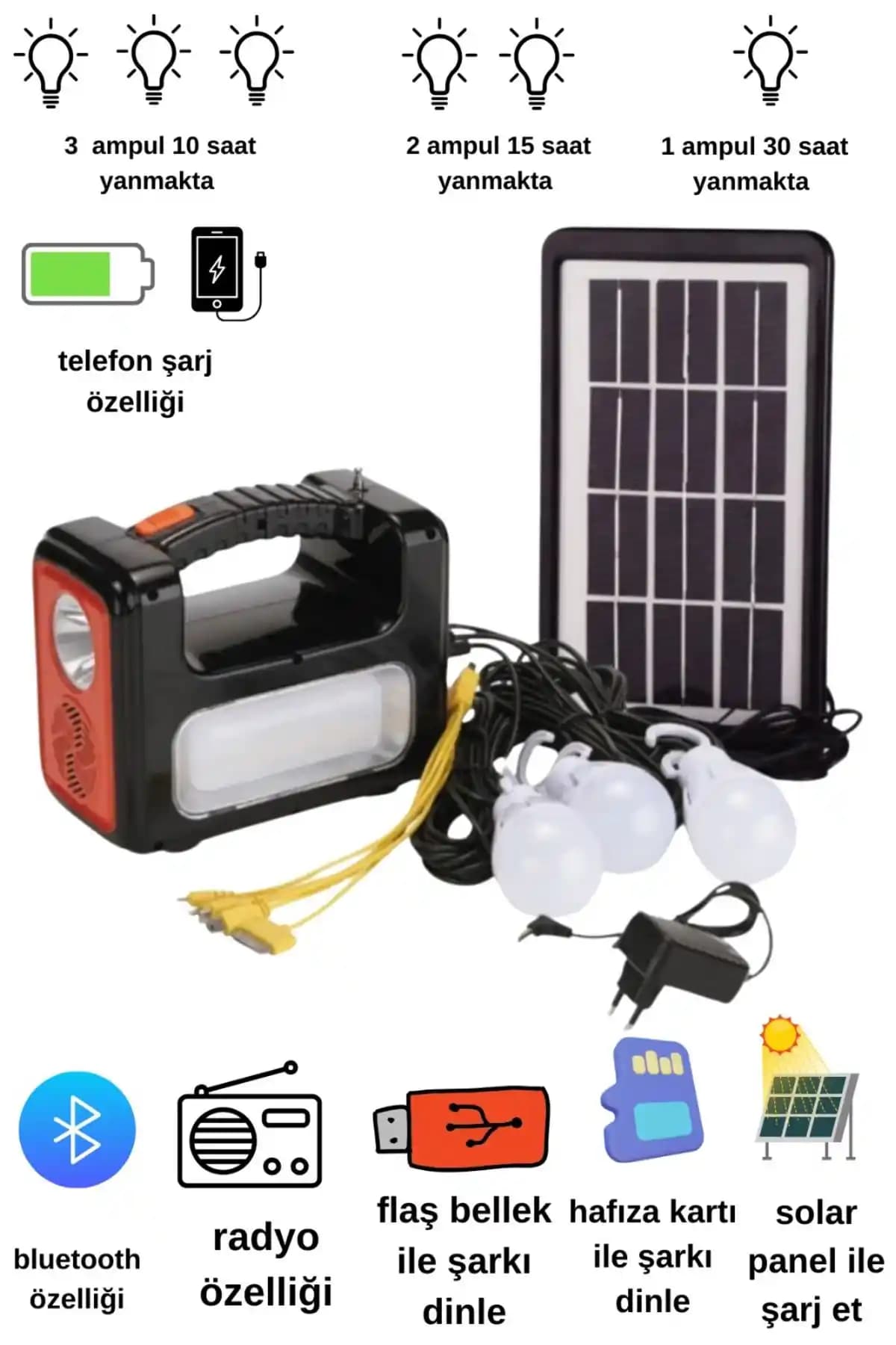 Güneş Enerjili Solar Panelli MP3 Radyo Bluetooth'lu Aydınlatma Feneri İncelemesi