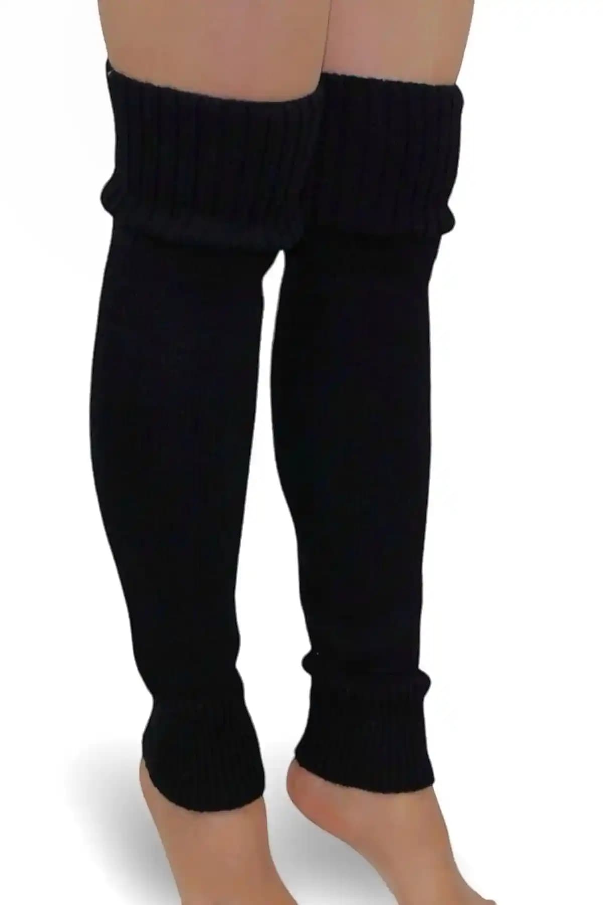 Nitesheys Doğal Yün Siyah Kadın Tozluk Kışlık, Ayaksız Diz Üstü Yoga ve Outdoor Çorabı